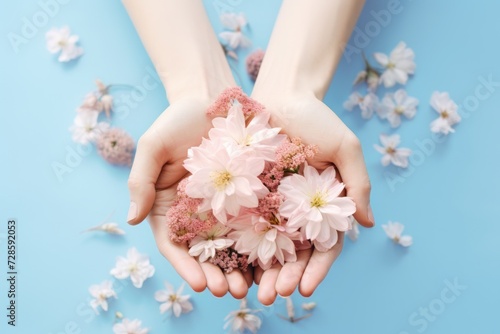 Person Holding a Bunch of Flowers