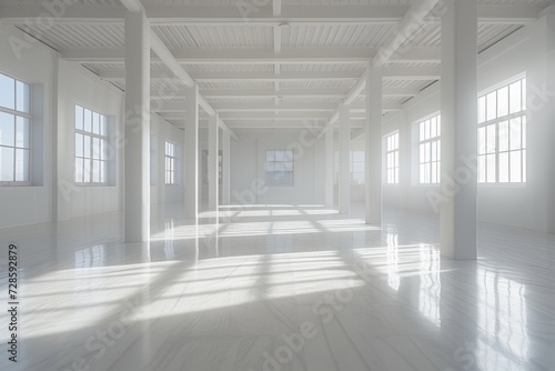 An Empty Room With Large Windows and White Walls