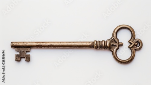 An Old Key on a White Surface