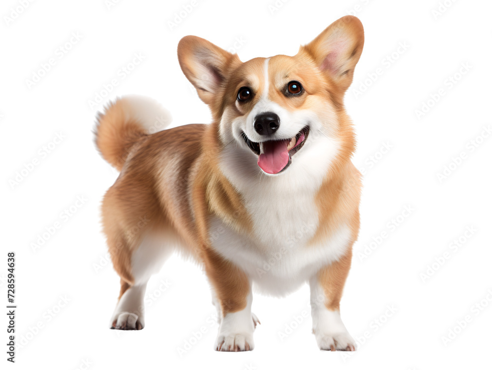 A Cute Corgi, isolated on a transparent or white background