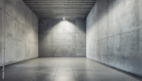 Empty wall. Rough concrete wall and floor with lights / empty space for your design.