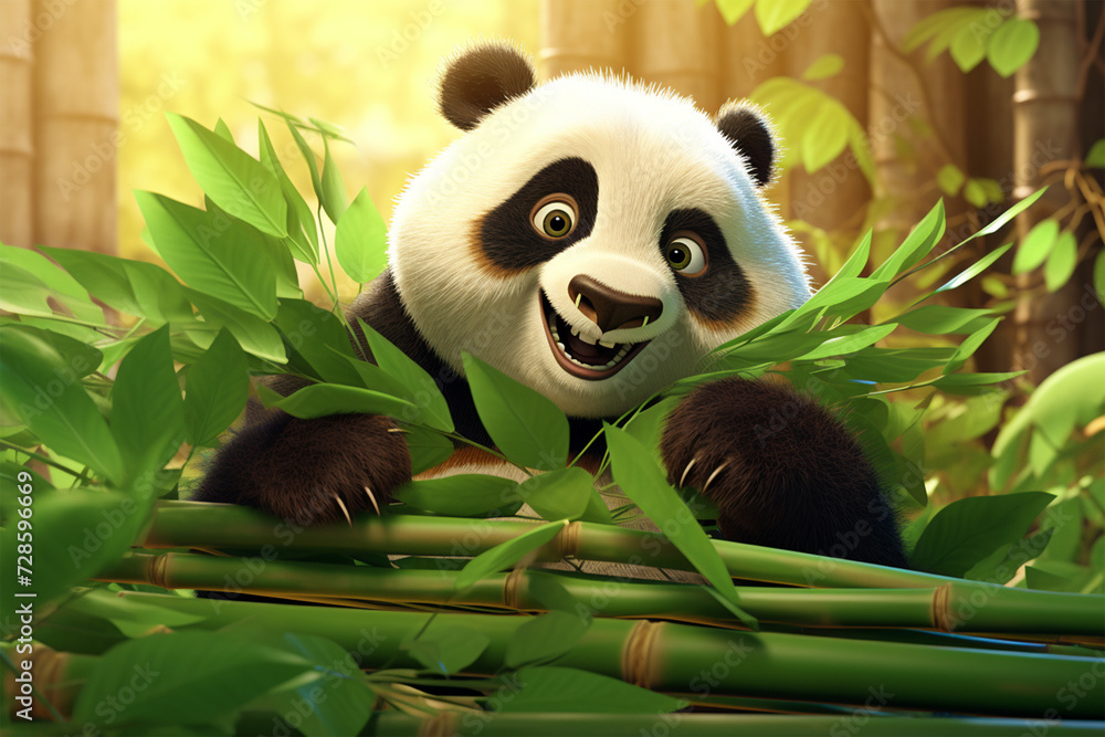 Obraz premium Cute panda playing in the forest
