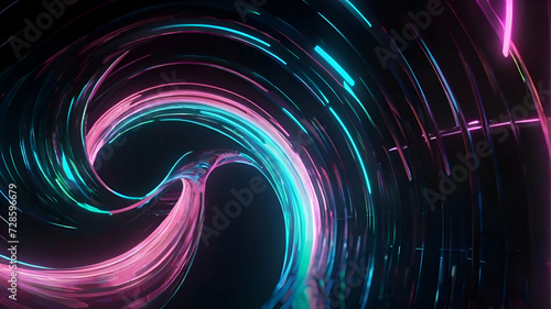 abstract futuristic background portal tunnel with pink blue and green glowing neon moving high speed wave lines and flare lights. Data transfer concept Science style wallpaper
