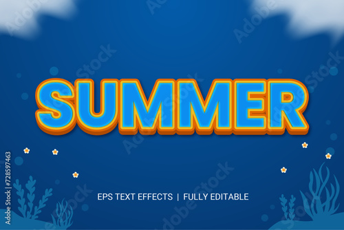 Summer font style editable text effect vector