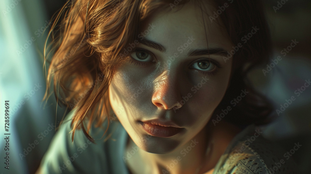 adult woman, age 21 or 20, caucasian, is worried or worried or n adult woman, age 21 or 20, caucasian, is worried or worried or n