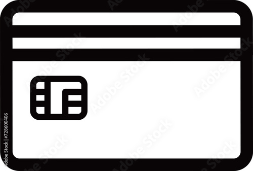 ICチップが付いているクレジットカードの黒の線画アイコン