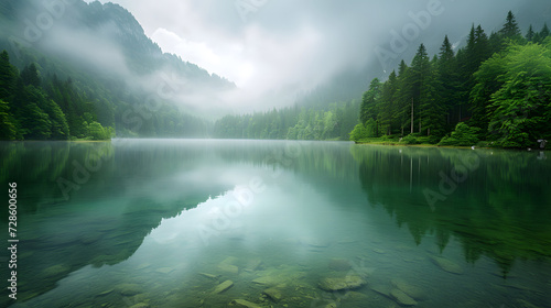 a still lake in the mountains