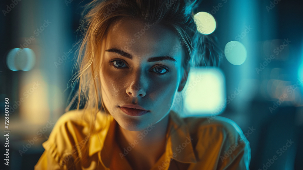 office job overtime, desperate woman, bitter unhappy young adult office job overtime, desperate woman, bitter unhappy young adult