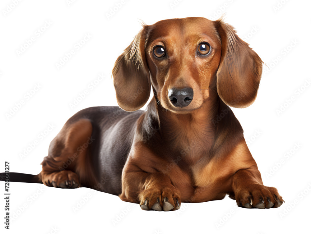 Friendly Dachshund, isolated on a transparent or white background