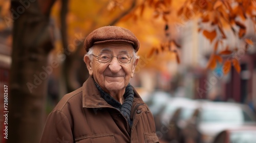 Elderly Man Wearing Brown Jacket and Hat