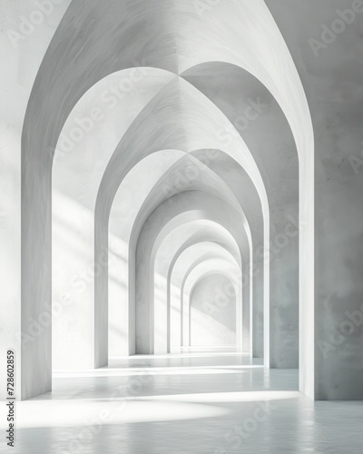 Long Hallway With Arches and a Light at the End