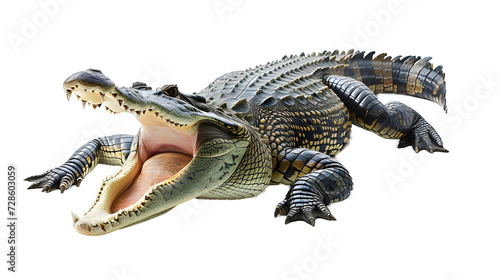 Large Crocodile open mouth isolated on white background. 