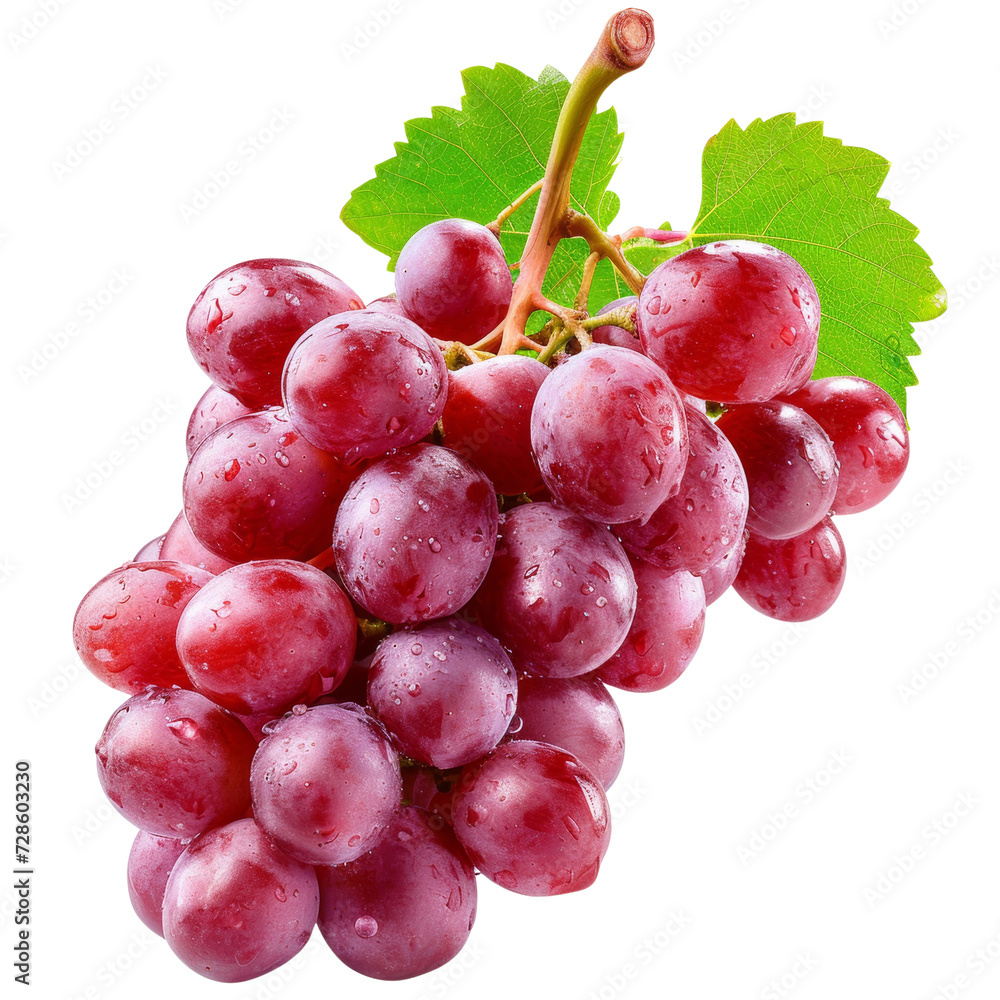 Fototapeta premium Red Grapes Cluster Isolated on Transparent or White Background, PNG