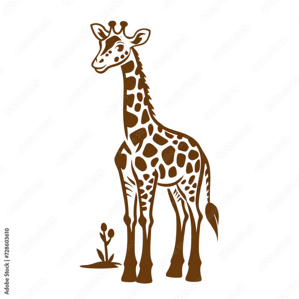 Giraffe Logo Isolated on Transparent or White Background, PNG