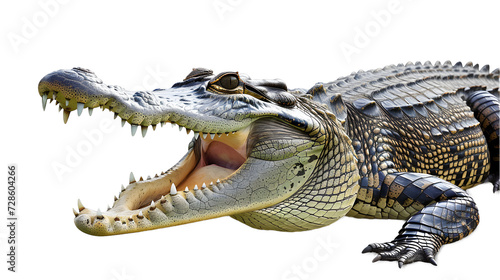 Large Crocodile open mouth isolated on white background.