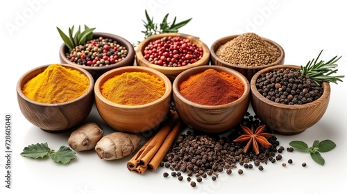 Aromatic herbs and spices enhancing the flavors of nourishing dishes photo