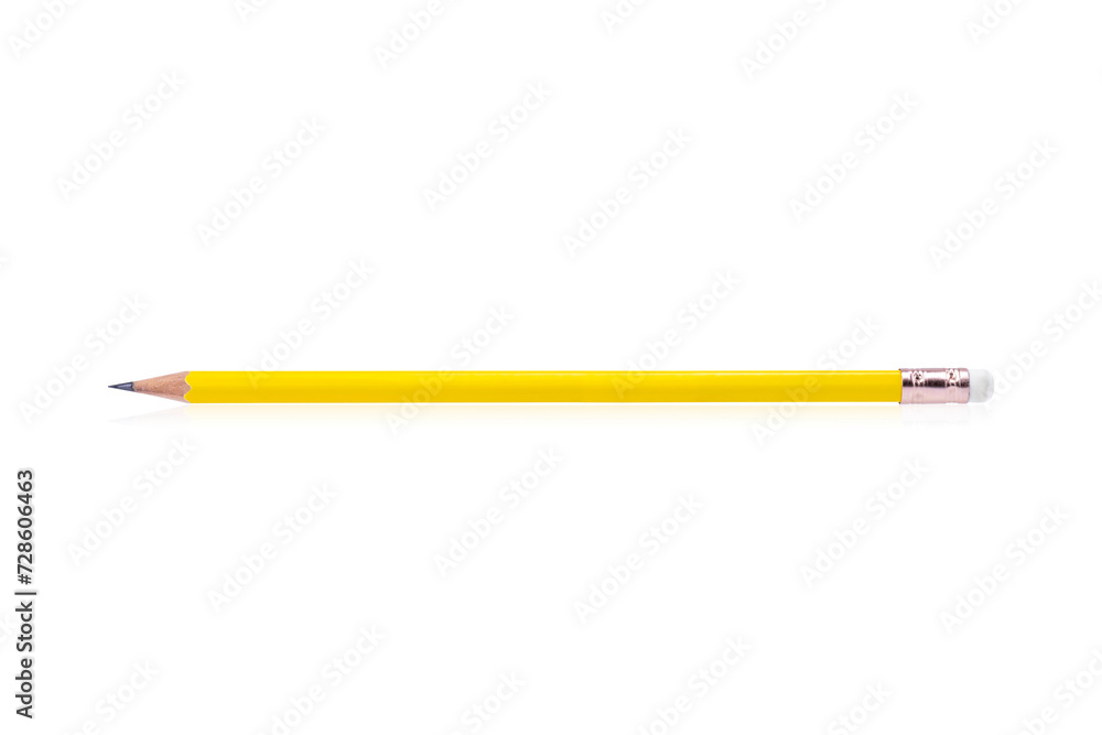 Yellow pencil isolated on white background with clipping path.