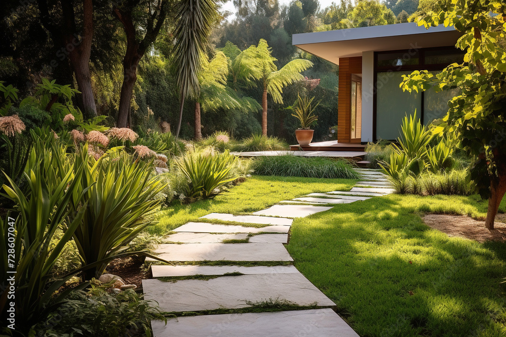 Landscaping in the garden. The path in the garden Landscaping in the garden. The path in the garden
