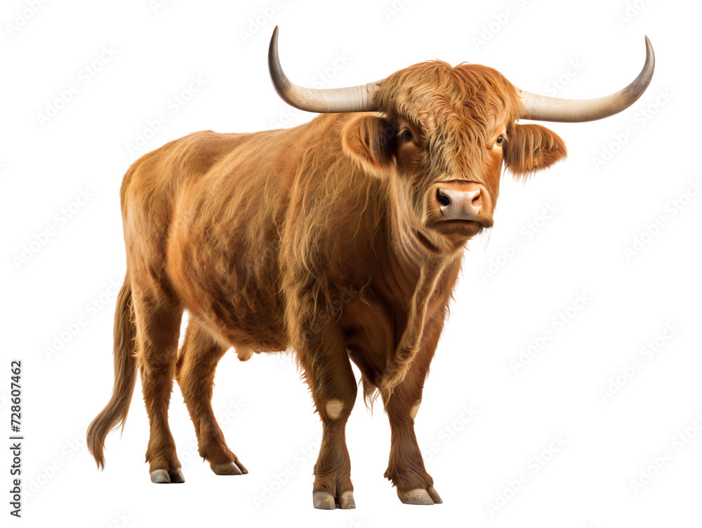 A Robust Bull, isolated on a transparent or white background