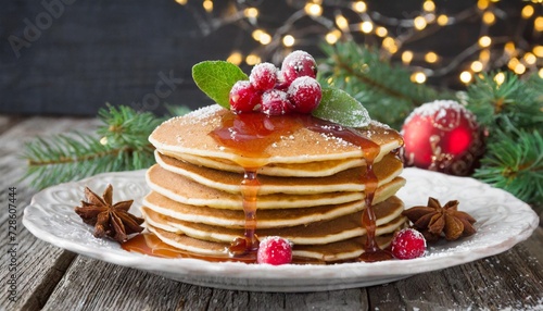 christmas pancakes with syrup