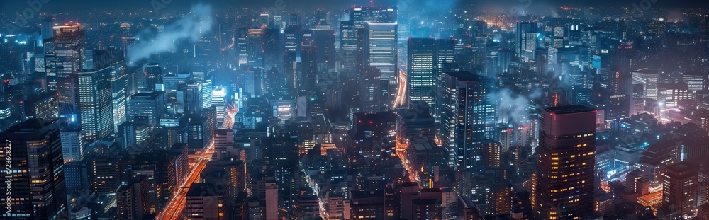 custom made wallpaper toronto digitaldigital modern city with high speed fiber network coverage, abstract futuristic concept of big data technology. AI generated illustration