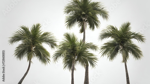 Exotic Palm Tree Silhouette with White Background