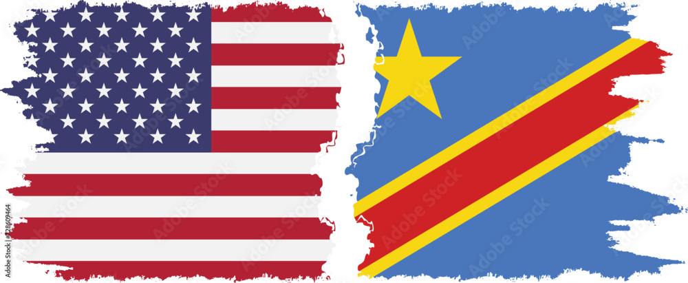 Congo - Kinshasa and USA grunge flags connection vector Congo - Kinshasa and USA grunge flags connection vector