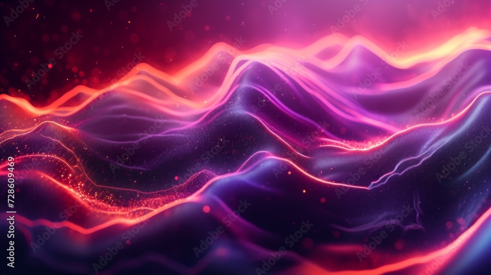A Painting of a Purple and Pink Mountain Range