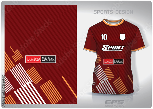 Vector sports shirt background image.Diagonally dark red with yellow trim pattern design, illustration, textile background for sports t-shirt, football jersey shirt.eps