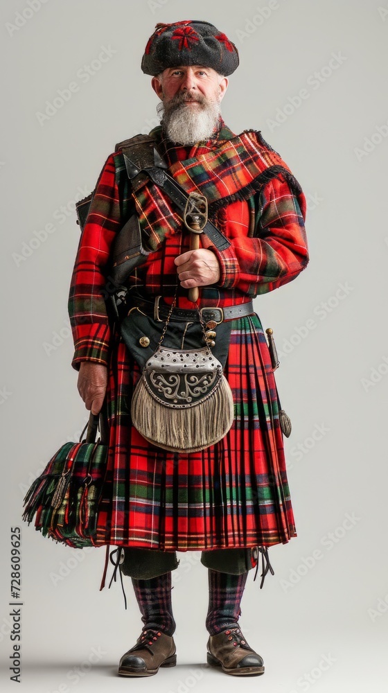 A Man Wearing a Kilt and a Hat
