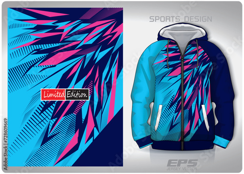 Vector sports shirt background image.pink and blue broken glass pattern design, illustration, textile background for sports long sleeve hoodie,jersey hoodie.eps