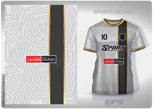 Vector sports shirt background image.white labyrinth with gold trim pattern design, illustration, textile background for sports t-shirt, football jersey shirt.eps