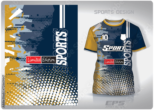Vector sports shirt background image.Yellow blue salad white spots pattern design, illustration, textile background for sports t-shirt, football jersey shirt.eps