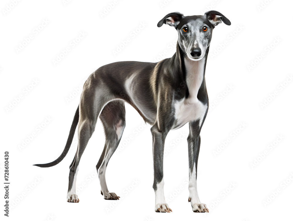 Sleek Greyhound, isolated on a transparent or white background Sleek Greyhound, isolated on a transparent or white background