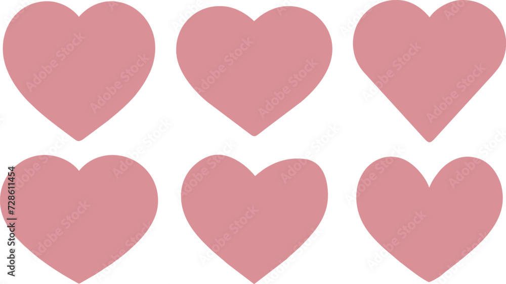 Conjunto de iconos de corazón rosado vector. Set de corazones románticos para San Valentín. Formas de corazones sin fondo. Hecho con IA.