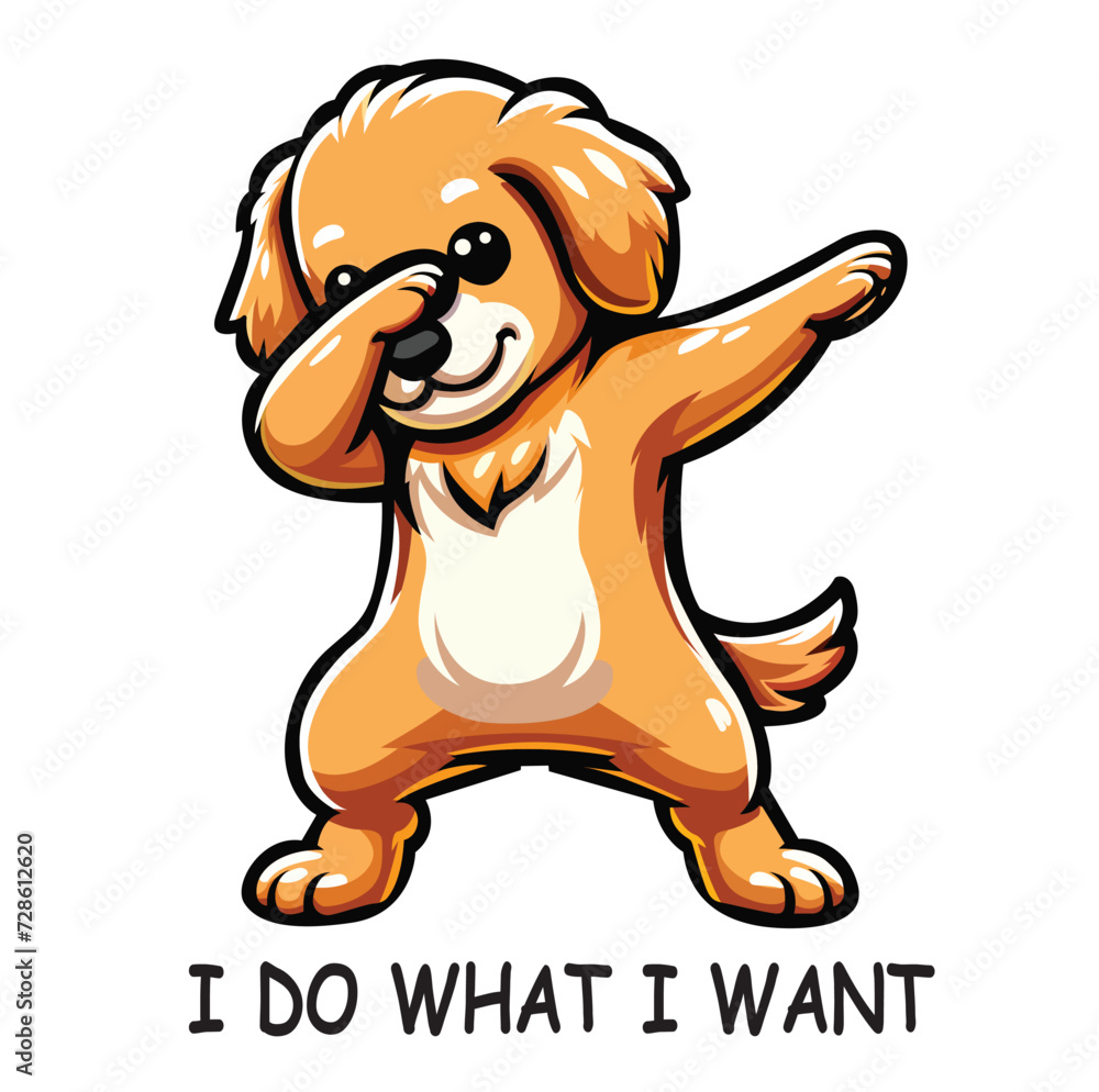 Obraz premium Dabbing Golden Retriever Dog T-shirt Design Illustration Vector