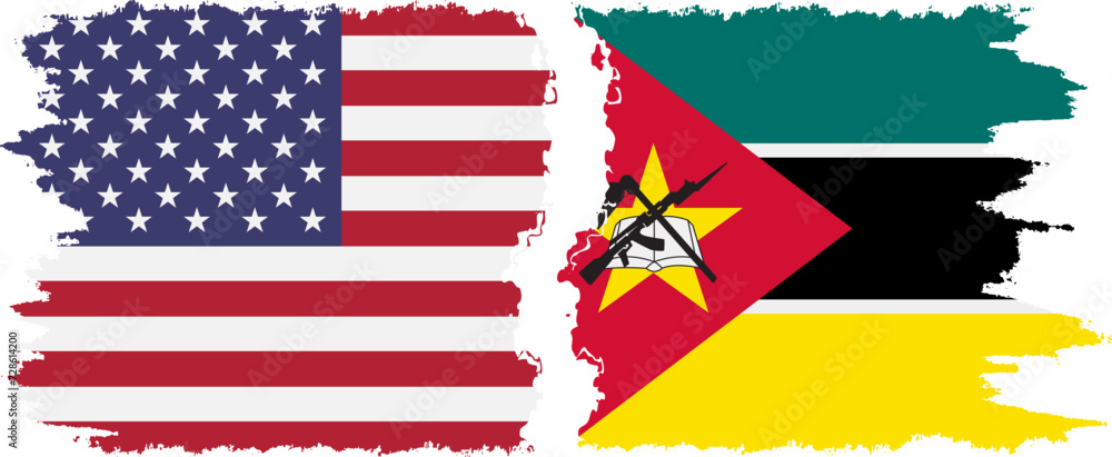 Mozambique and USA grunge flags connection vector Mozambique and USA grunge flags connection vector