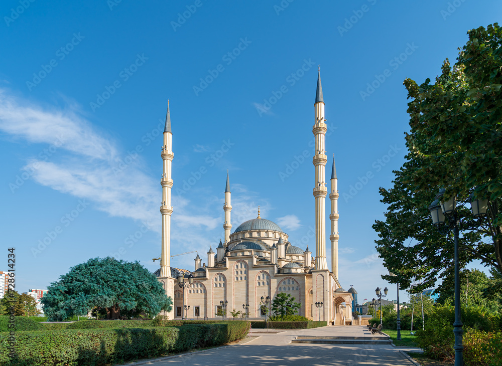 Grozny, Russia. Heart of Chechnya im. Akhmat-Khadji Kadyrov. Mosque