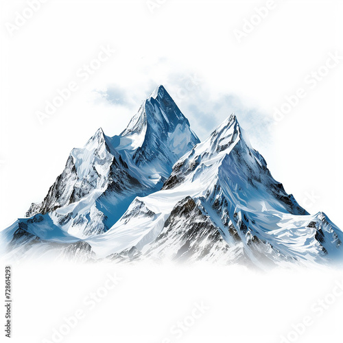 Majestic mountain peaks with snow-capped summits, cut out © Studio Art