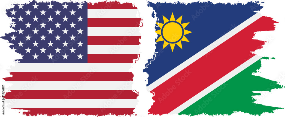 Namibia and USA grunge flags connection vector Namibia and USA grunge flags connection vector