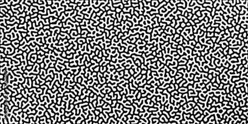 Turing reaction diffusion monochrome seamless pattern with chaotic motion .Linear design with biological shapes. Organic lines in memphis. abstract turing organic wallpaper background .