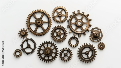 A Bunch of Gears on a White Surface