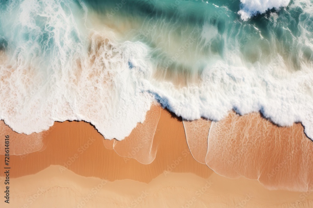 Aerial View of a Beach With Waves Rolling In