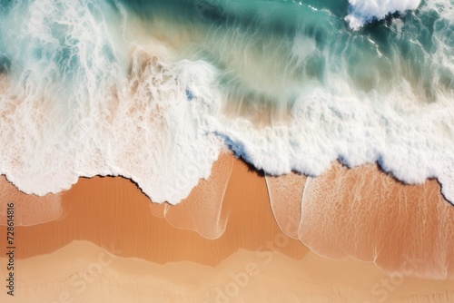 Aerial View of a Beach With Waves Rolling In