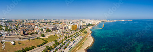 Bari, Italy. Embankment of the central part of the city. Bari is a port city on the Adriatic coast, the capital of the southern Italian region of Apulia. Aerial view