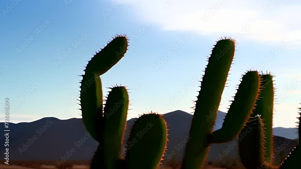 Sunset Silhouette: A Cactus Landscape Sunset Silhouette: A Cactus Landscape