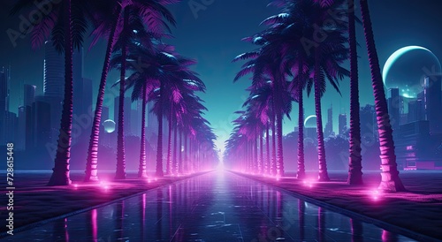 tropical beach palms evoke the essence of retro electronic culture. © Murda