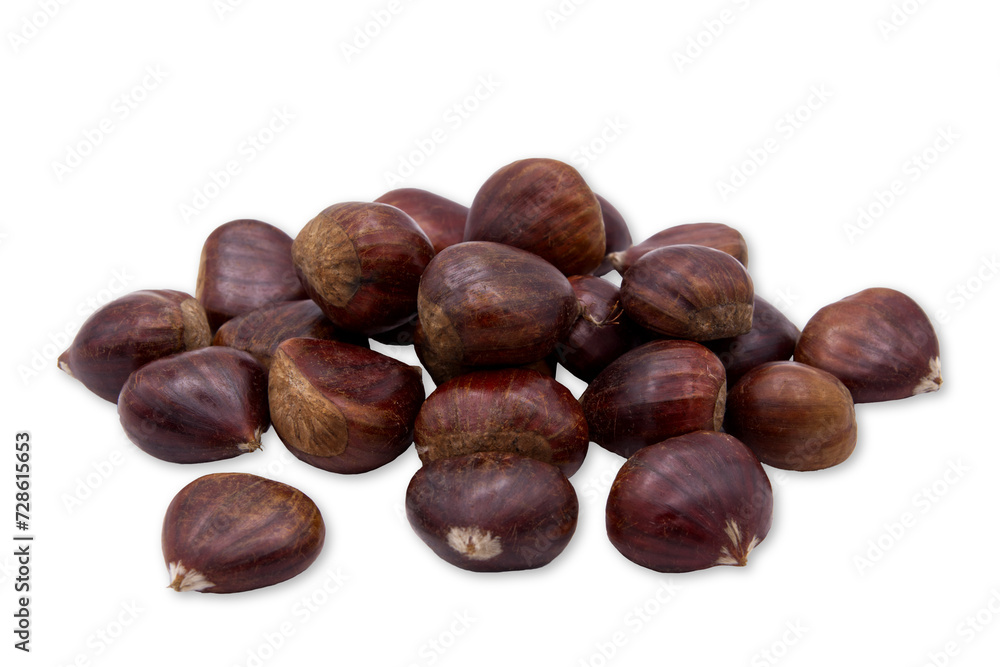 Group of chestnuts isolated on a cutout PNG transparent background Group of chestnuts isolated on a cutout PNG transparent background