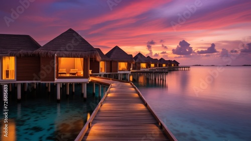 tropical paradise Maldives, resort Hotel, sunset © nataliya_ua
