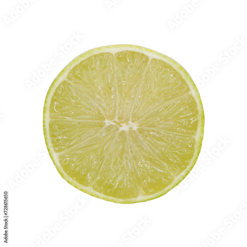 Top view of half sliced lime isolated on a cutout PNG transparent background